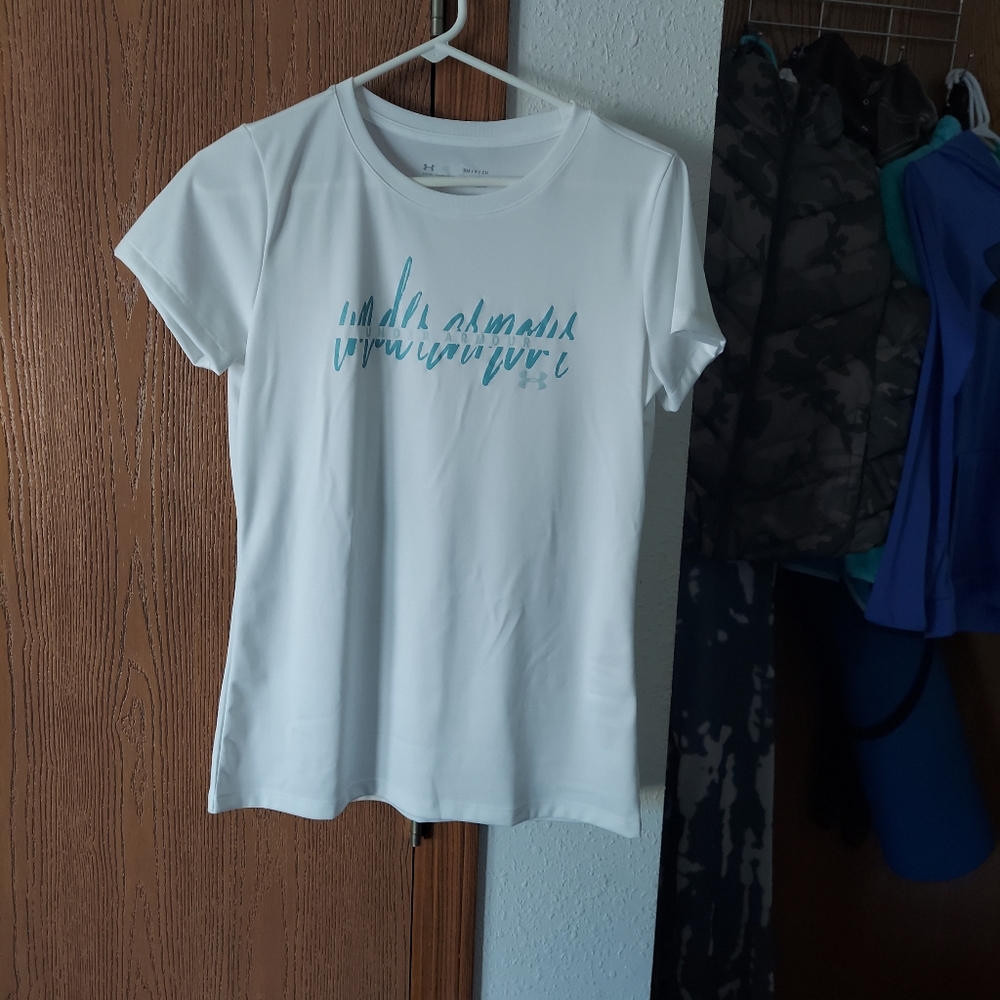 Under Armour White shirt with blue lettering